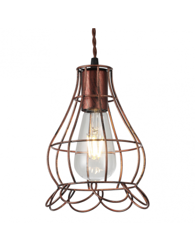 Colgante Rustico Herraje 1xe27  Marron Regx16x16 Cm