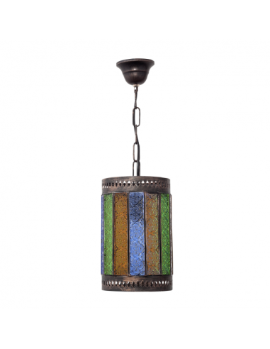 Colgante Artesanal Casablanca 1xe27 Marron/colores Regx18d