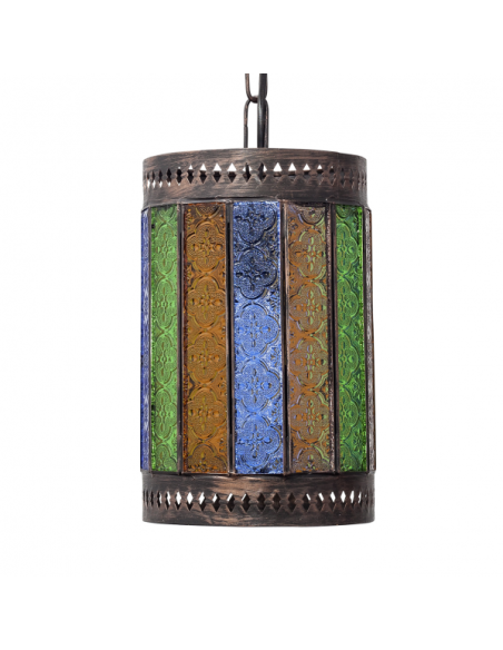 Colgante Artesanal Casablanca 1xe27 Marron/colores Regx18d