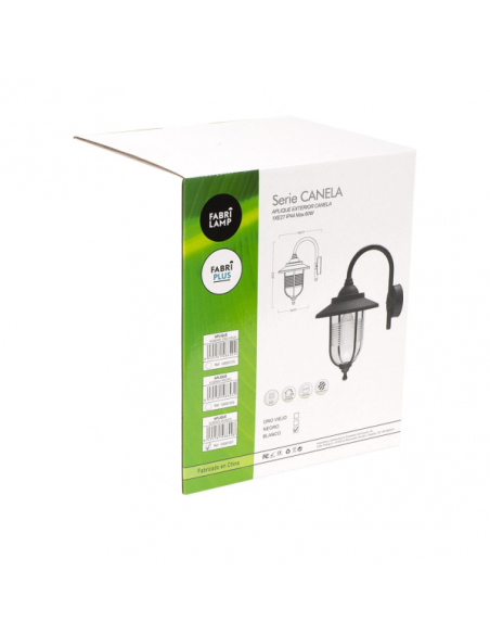 Aplique Exterior Canela 1xe27 Negro Ip44 Policarbonato 45,2x25,2x34,2 Cm