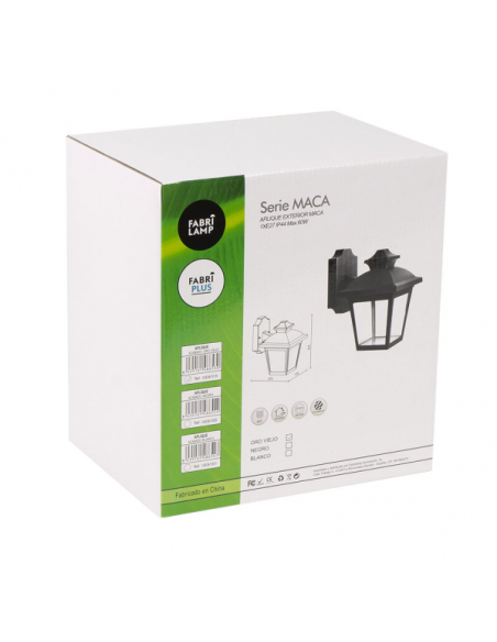 Aplique Exterior Maca 1xe27 Negro Ip44 Policarbonato 24,5x17x22,3 Cm