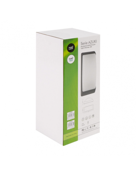 Aplique Exterior Azuki 1xe27 Gris Ip65 Policarbonato   12,9x32x13 Cm