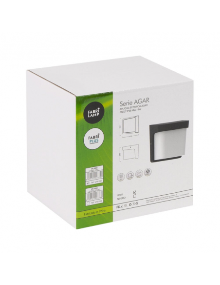 Aplique Exterior Agar 1xe27 Negro  Ip65 Policarbonato  17x17x14 Cm