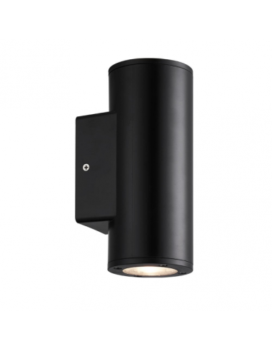 Aplique Exterior Yopol 2xgu10 Negro Cilindro Policarbonato  18,6x7,6x9,9 Cm  Ip54