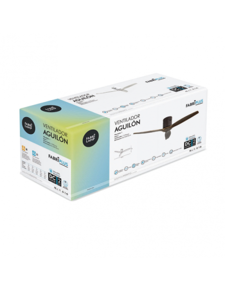 Ventilador Dc Aguilon Marron 3 Aspas Roble 5 Velocidades Sin Luz Remoto Y Temporiz.132d