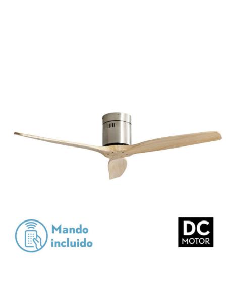 Ventilador Dc Aguilon Niquel 3 Aspas Haya 5 Velocidades Sin Luz Remoto Y Temporiz.132d