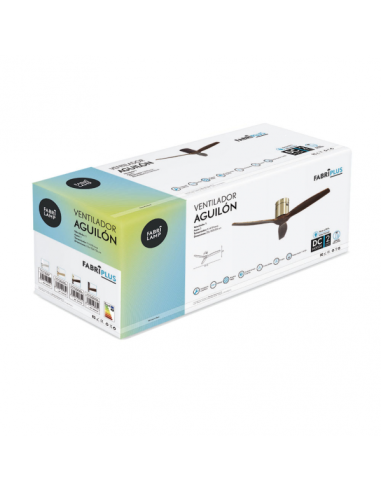 Ventilador Dc Aguilon Cuero 3 Aspas Roble 5 Velocidades Sin Luz Remoto Y Temporiz.132d