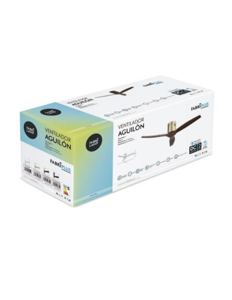 Ventilador Dc Aguilon Cuero 3 Aspas Roble 5 Velocidades Sin Luz Remoto Y Temporiz.132d