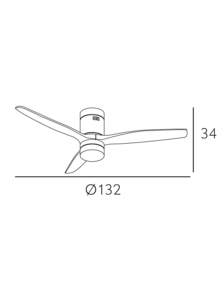 Ventil 18w Dc Aguilon Marron 3 Aspas Roble 5 Velocidades C/remoto Temporizador 34x132 D