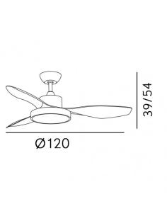 Ventilador DC Hayate 48w 4080lm Cuero/roble 3 Asp 39/54x120x120cm 3000-4000-6000k C/remoto, Memoria Y Temporizador 2