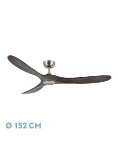 Ventilador Dc Marin Niquel 3 Aspas Roble Sin Luz 6 Velocidades Remoto Temporizador 152d 24