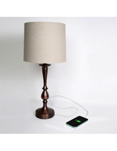 Sobremesa Khalifa1xe27 Marron 60´5x28x28 Cm Puerto Usb