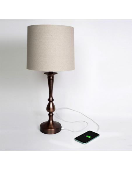Sobremesa Khalifa1xe27 Marron 60´5x28x28 Cm Puerto Usb