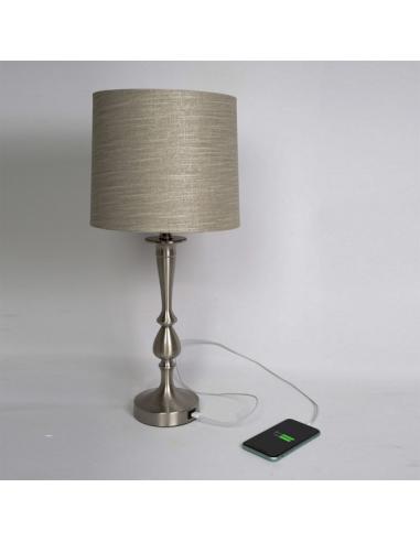 Sobremesa Khalifa 1xe27 Niquel 60´5x28x28 Cm Puerto Usb