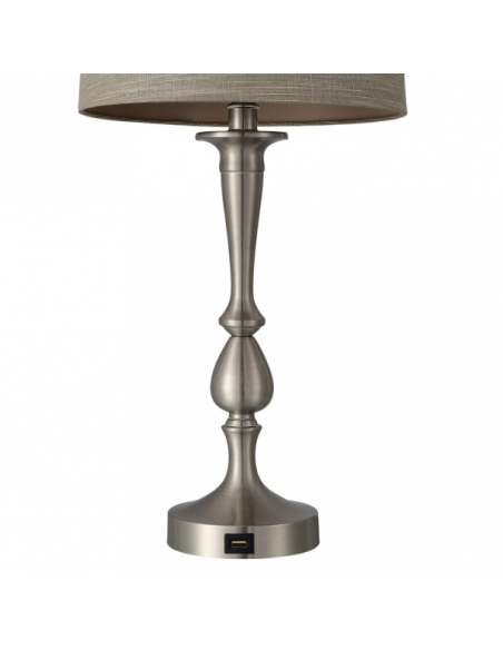 Sobremesa Khalifa 1xe27 Niquel 60´5x28x28 Cm Puerto Usb