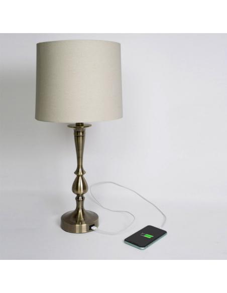 Sobremesa Khalifa 1xe27 Cuero 60´5x28x28 Cm Puerto Usb