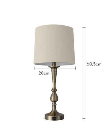 Sobremesa Khalifa 1xe27 Cuero 60´5x28x28 Cm Puerto Usb