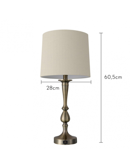 Sobremesa Khalifa 1xe27 Cuero 60´5x28x28 Cm Puerto Usb