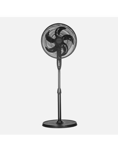 Ventilador De Pie Siluro Negro 3vel 50w 5asp Fijo Y Rotatorio Regx42x42cm