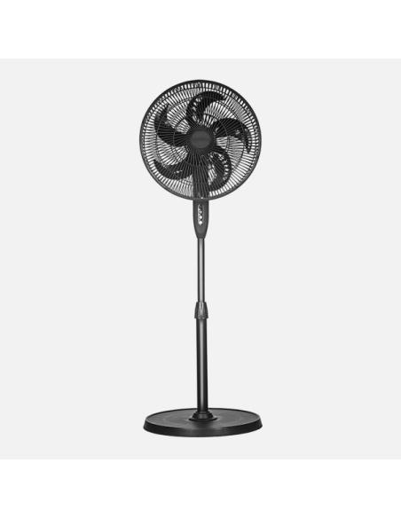 Ventilador De Pie Siluro Negro 3vel 50w 5asp Fijo Y Rotatorio Regx42x42cm