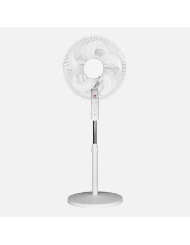 Ventilador De Pie Liberty Blanc 3vel 45w 5asp Fijo Y Rotatorio C/remoto Y Temporizador Regx43x43cm