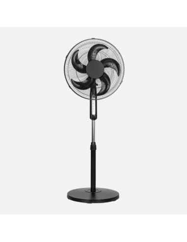 Ventilador De Pie Liberty Negro 3vel 45w 5aspas Fijo Y Rotatorio C/remoto Y Temporizador Regx43x43cm