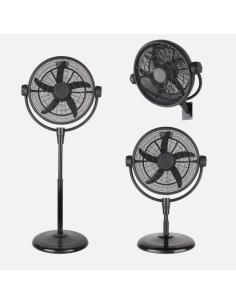 Ventilador Pie 3x1 Aifos Negro 3vel 90w 5aspas Fijo/rotatorio Suelo/pared/sobremesa Orientable Regx61x61cm