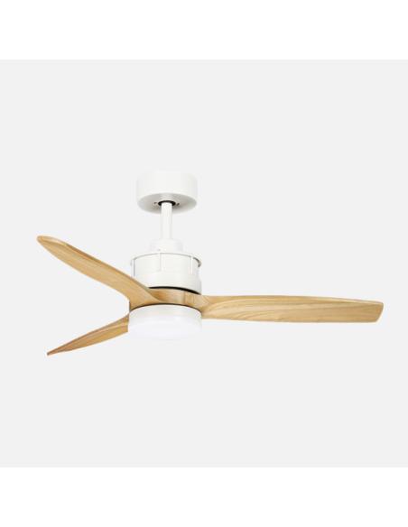 Ventilador Dc Barrax 18w Blanco/haya 3aspas 6vel 106d Luz Opcional 2250lm 3000-4500-6500k Remoto+memoria+temporizador