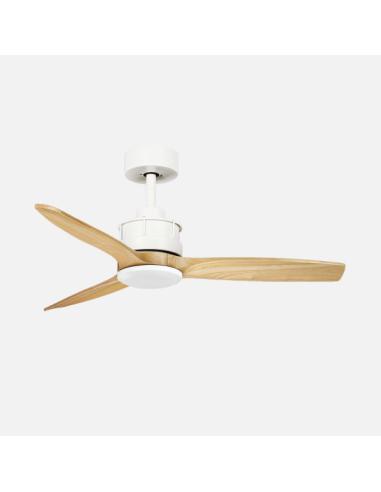 Ventilador Dc Barrax 18w Blanco/haya 3aspas 6vel 106d Luz Opcional 2250lm 3000-4500-6500k Remoto+memoria+temporizador