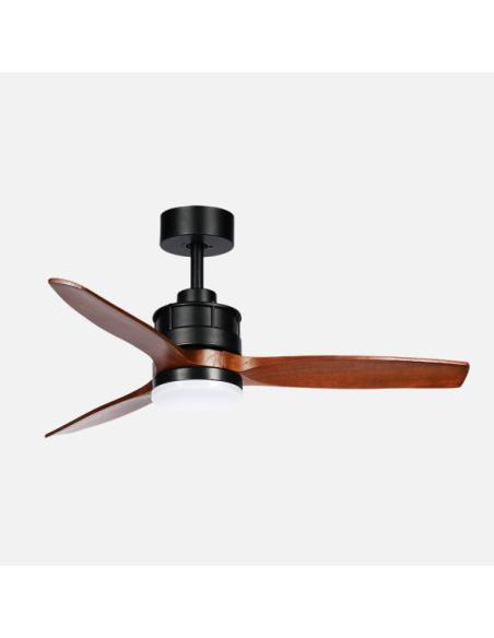 Ventilador Dc Barrax 18w Negro/roble 3aspas 6vel 106d Luz Opcional 2250lm 3000-4500-6500k Remoto+memoria+temporizador
