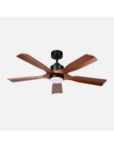 Ventilador Dc Letur 18w Negro/roble 5aspas 6vel 132d Luz Opcional 2250lm 3000-4500-6500k Remoto+memoria+temporizador