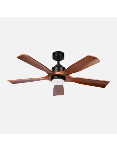Ventilador Dc Letur 18w Negro/roble 5aspas 6vel 132d Luz Opcional 2250lm 3000-4500-6500k Remoto+memoria+temporizador