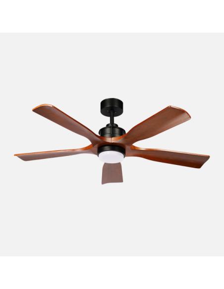 Ventilador Dc Letur 18w Negro/roble 5aspas 6vel 132d Luz Opcional 2250lm 3000-4500-6500k Remoto+memoria+temporizador