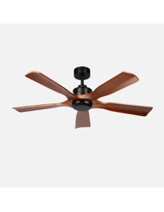 Ventilador Dc Letur 18w Negro/roble 5aspas 6vel 132d Luz Opcional 2250lm 3000-4500-6500k Remoto+memoria+temporizador 2