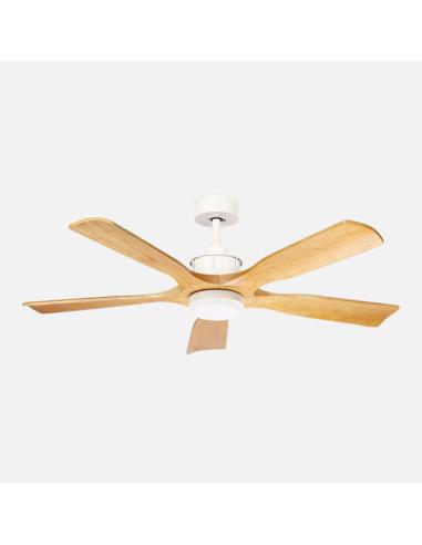 Ventilador Dc Letur 18w Blanco/haya 5aspas 6vel 132d Luz Opcional 2250lm 3000-4500-6500k Remoto+memoria+temporizador