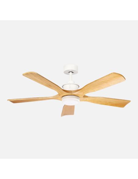 Ventilador Dc Letur 18w Blanco/haya 5aspas 6vel 132d Luz Opcional 2250lm 3000-4500-6500k Remoto+memoria+temporizador