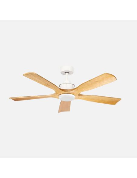 Ventilador Dc Letur 18w Blanco/haya 5aspas 6vel 132d Luz Opcional 2250lm 3000-4500-6500k Remoto+memoria+temporizador