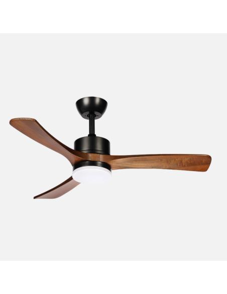 Ventilador Dc Hellin 18w Negro/roble 3aspas 6vel 106d Luz Opcional 2250l m3000-4500-6500k Remoto+memoria+temporizador
