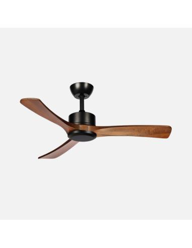 Ventilador Dc Hellin 18w Negro/roble 3aspas 6vel 106d Luz Opcional 2250l m3000-4500-6500k Remoto+memoria+temporizador