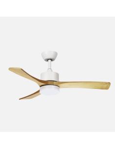 Ventilador Dc Hellin 18w Blanco/haya 3aspas 6vel 106d Luz Opcional 2250l m3000-4500-6500k Remoto+memoria+temporizador