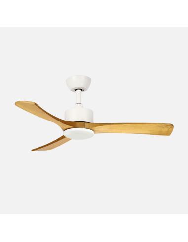 Ventilador Dc Hellin 18w Blanco/haya 3aspas 6vel 106d Luz Opcional 2250l m3000-4500-6500k Remoto+memoria+temporizador
