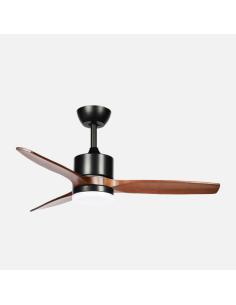 Ventilador Dc Montiel 18w Negro/roble 3aspas 6vel 106d Luz Opcional 2250lm 3000-4500-6500k Remoto+memoria+temporizador