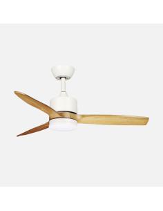 Ventilador Dc Montiel 18w Blanco/haya 3aspas 6vel 106d Luz Opcional 2250lm 3000-4500-6500k Remoto+memoria+temporizador