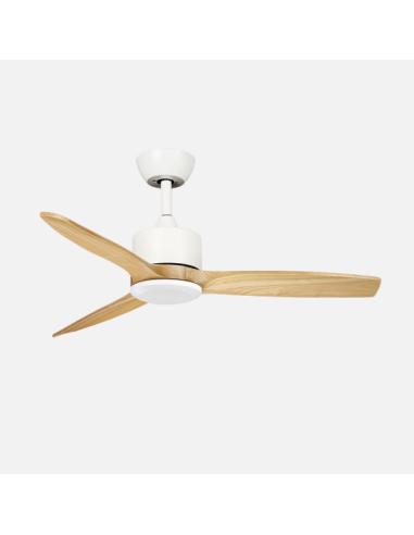 Ventilador Dc Montiel 18w Blanco/haya 3aspas 6vel 106d Luz Opcional 2250lm 3000-4500-6500k Remoto+memoria+temporizador