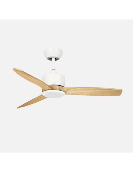 Ventilador Dc Montiel 18w Blanco/haya 3aspas 6vel 106d Luz Opcional 2250lm 3000-4500-6500k Remoto+memoria+temporizador