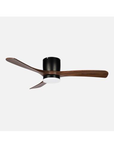 Ventilador Dc Paterna 18w Negro/roble 3aspas 6vel 117d Luz Opcional 2250lm 3000-4500-6500k Remoto+memoria+temporizador