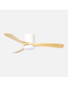 Ventilador Dc Paterna 18w Blanco/haya 3aspas 6vel 117d Luz Opcional 2250lm 3000-4500-6500k Remoto+memoria+temporizador