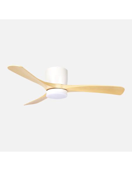 Ventilador Dc Paterna 18w Blanco/haya 3aspas 6vel 117d Luz Opcional 2250lm 3000-4500-6500k Remoto+memoria+temporizador