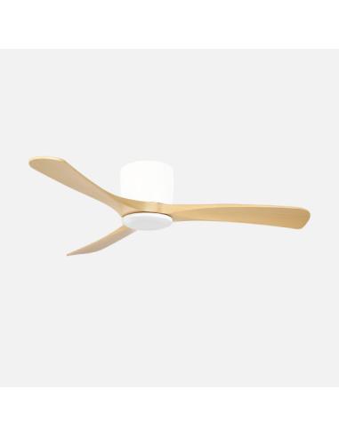 Ventilador Dc Paterna 18w Blanco/haya 3aspas 6vel 117d Luz Opcional 2250lm 3000-4500-6500k Remoto+memoria+temporizador