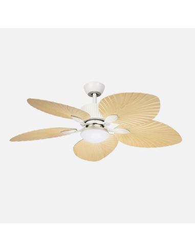 Ventilador Dc Torcal 24w Blanco/haya 5aspas 6vel 130d Luz Opcional 2880lm 3000-4500-6500k Remoto+memoria+temporizador